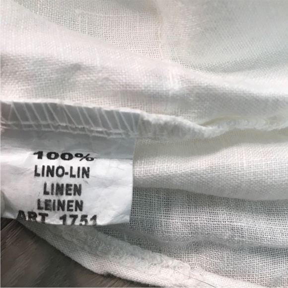 OIAZZA ROMA WOMENS DRESS WHITE 100% LINEN LONG SLEEVES LARGE - Picture 7 of 11